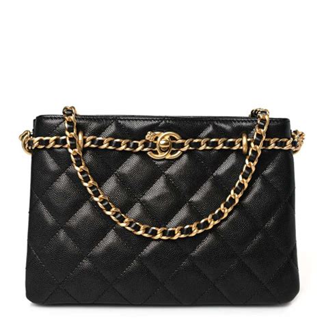 chanel bag caviar small|CHANEL Caviar Quilted Camellia Small Shopping Bag Black .